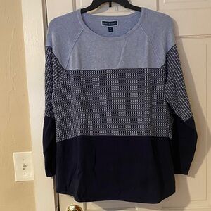 Karen Scott Blue and Navy Long Sleeve Sweater XL